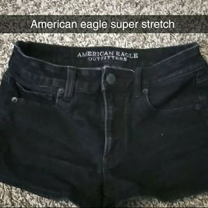 American eagle super stretch black denim shorts
